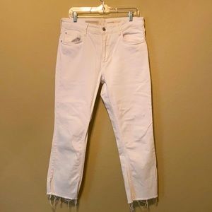 Anthropologie white unhemmed jeans. Size 32